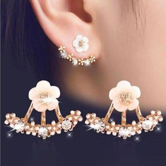 5/$25  Sided Ear Jacket Earrings Rhinestone Earrings - Picture 2 of 6